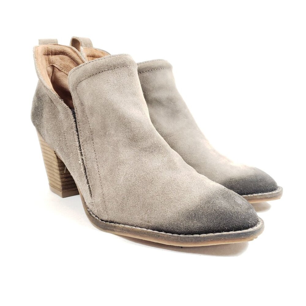 Jeffrey Campbell Womens Size 9 Taupe Suede Slip-On Ankle Booties Block Heel - Picture 1 of 8